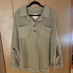 American Eagle Sage Green Button Front Sweater